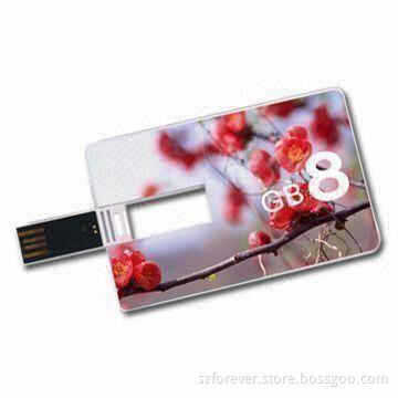 Credit Card USB Flash Drive with Customers' Full Color Logo Printed Free